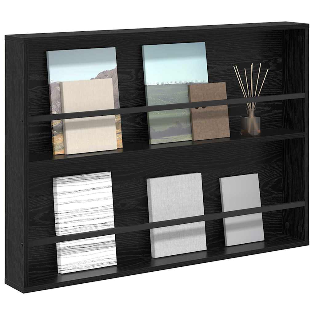 Scaffale per riviste Rovere Nero 100 x 12 x 70 cm