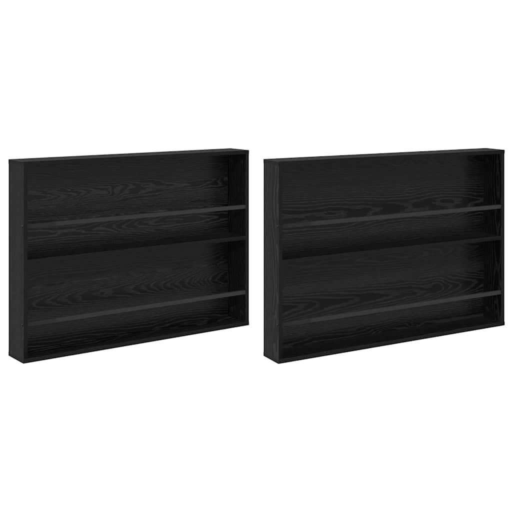 Scaffale per riviste 2 pcs Rovere Nero 100 x 12 x 70 cm