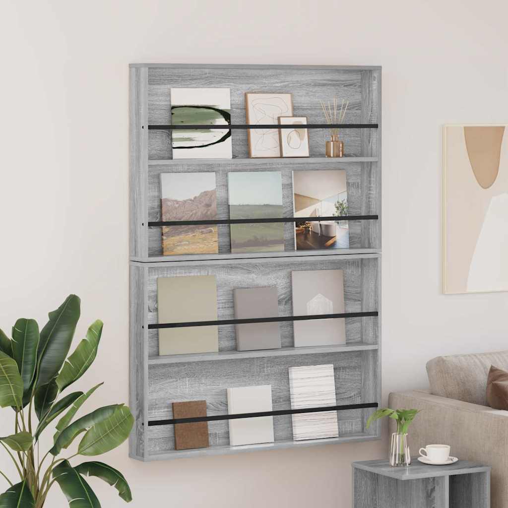Scaffale per riviste 2 pcs Grigio Sonoma 100 x 12 x 70 cm