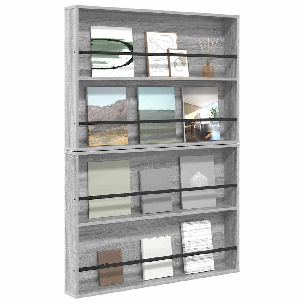 Scaffale per riviste 2 pcs Grigio Sonoma 100 x 12 x 70 cm