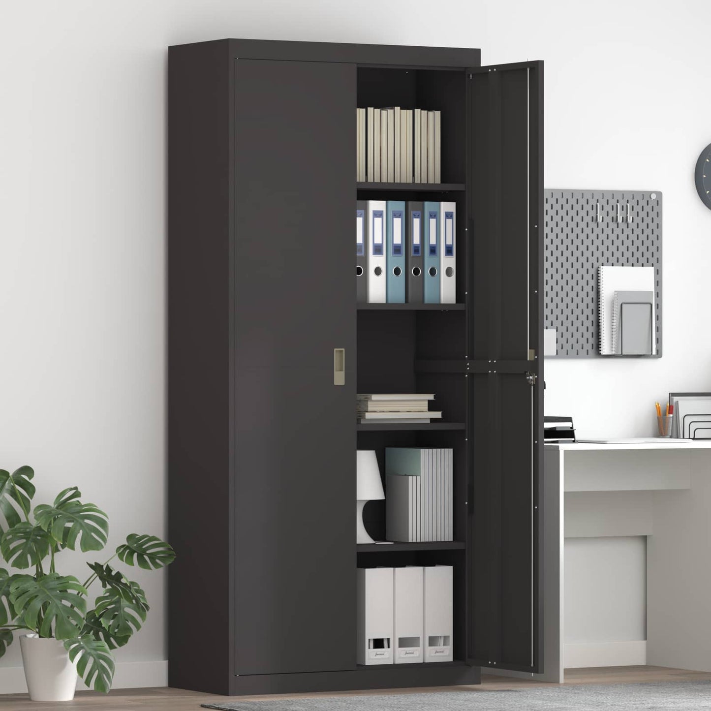 Armadio Nero 90 x 40 x 200 cm Acciaio