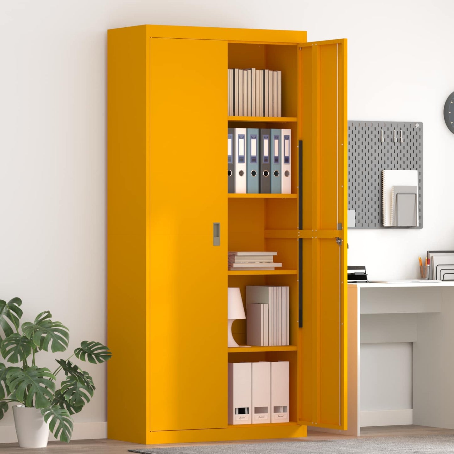 Armadio Giallo senape 90 x 40 x 200 cm Acciaio