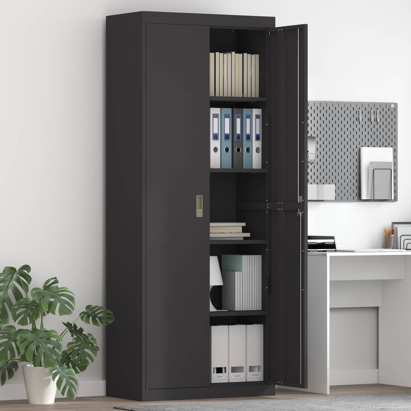 Armadio Nero 80 x 40 x 200 cm Acciaio