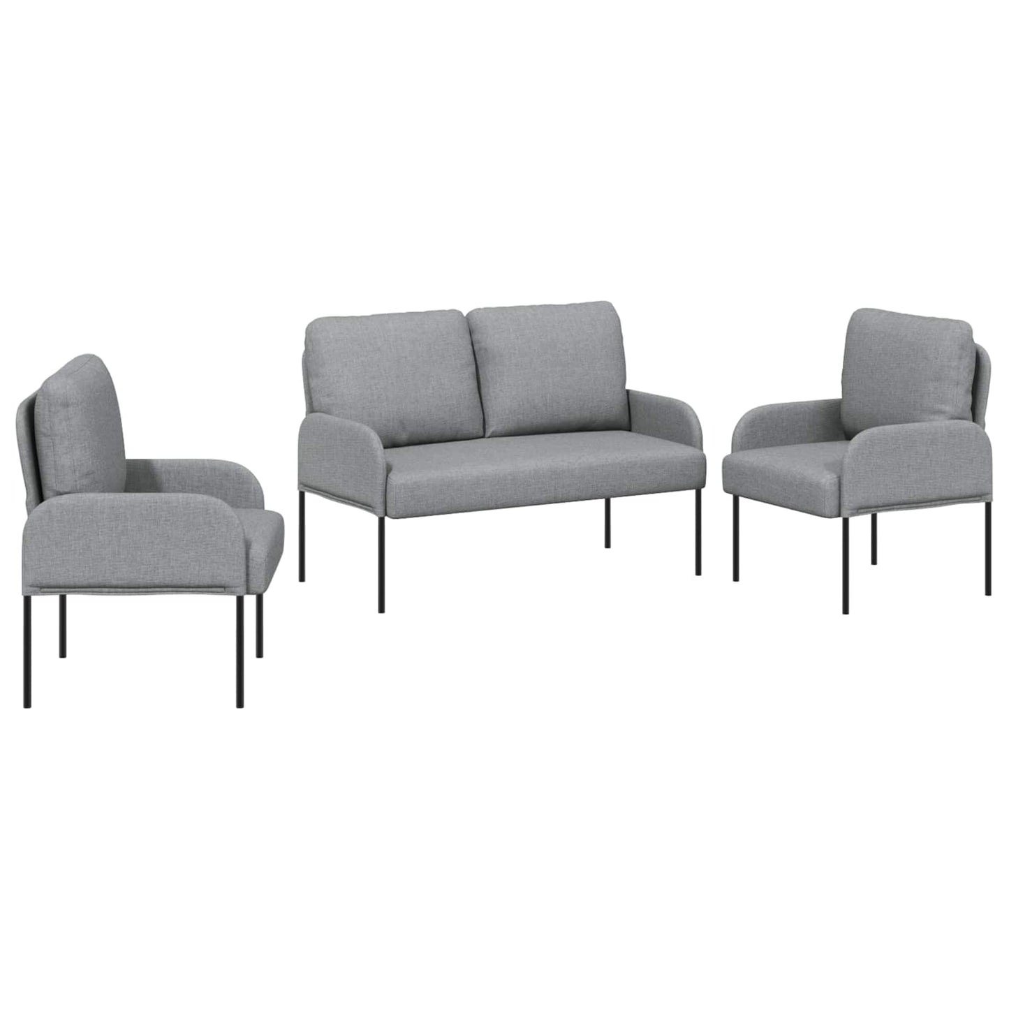 Set divani con cuscino 3 pcs Grigio chiaro 115 x 56 x 80 cm
