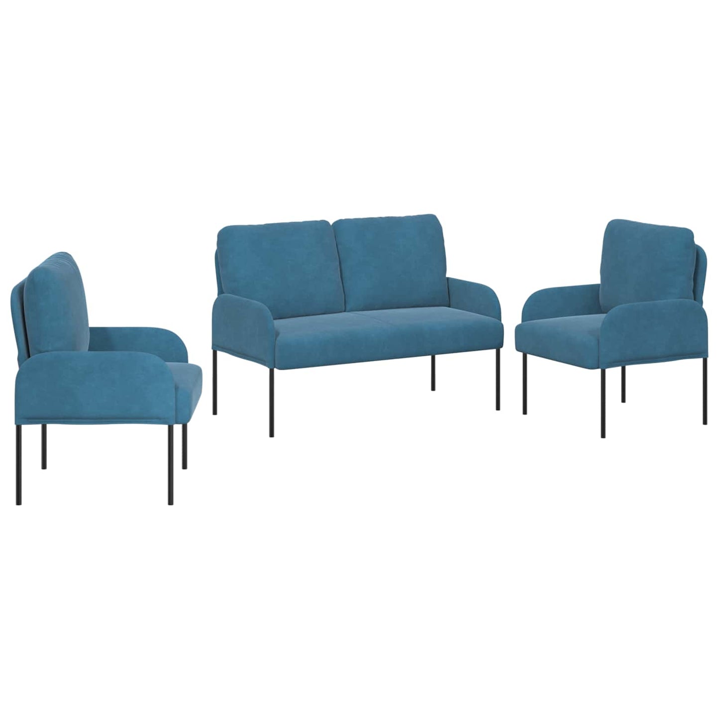 Set divani 3 pcs Blu 115 x 56 x 80 cm Legno compensato