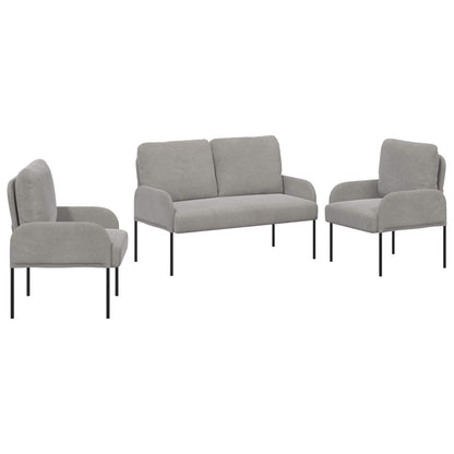 Set divani con cuscino 3 pcs Grigio chiaro 115 x 56 x 80 cm