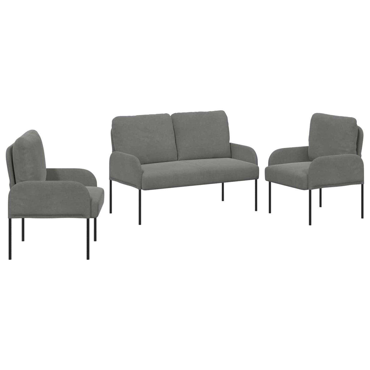 Set divani 3 pcs Grigio scuro 115 x 56 x 80 cm Legno compensato