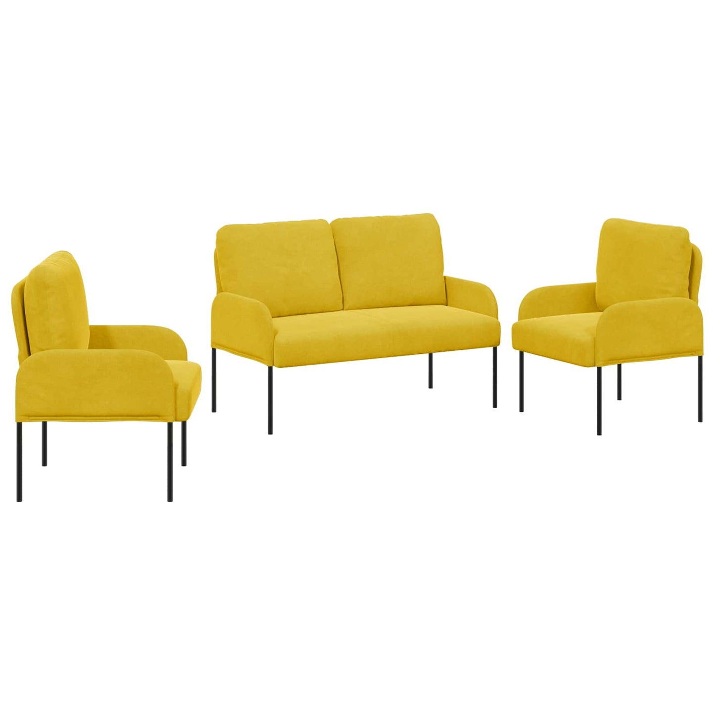 Set divani 3 pcs Giallo 115 x 56 x 80 cm Legno compensato