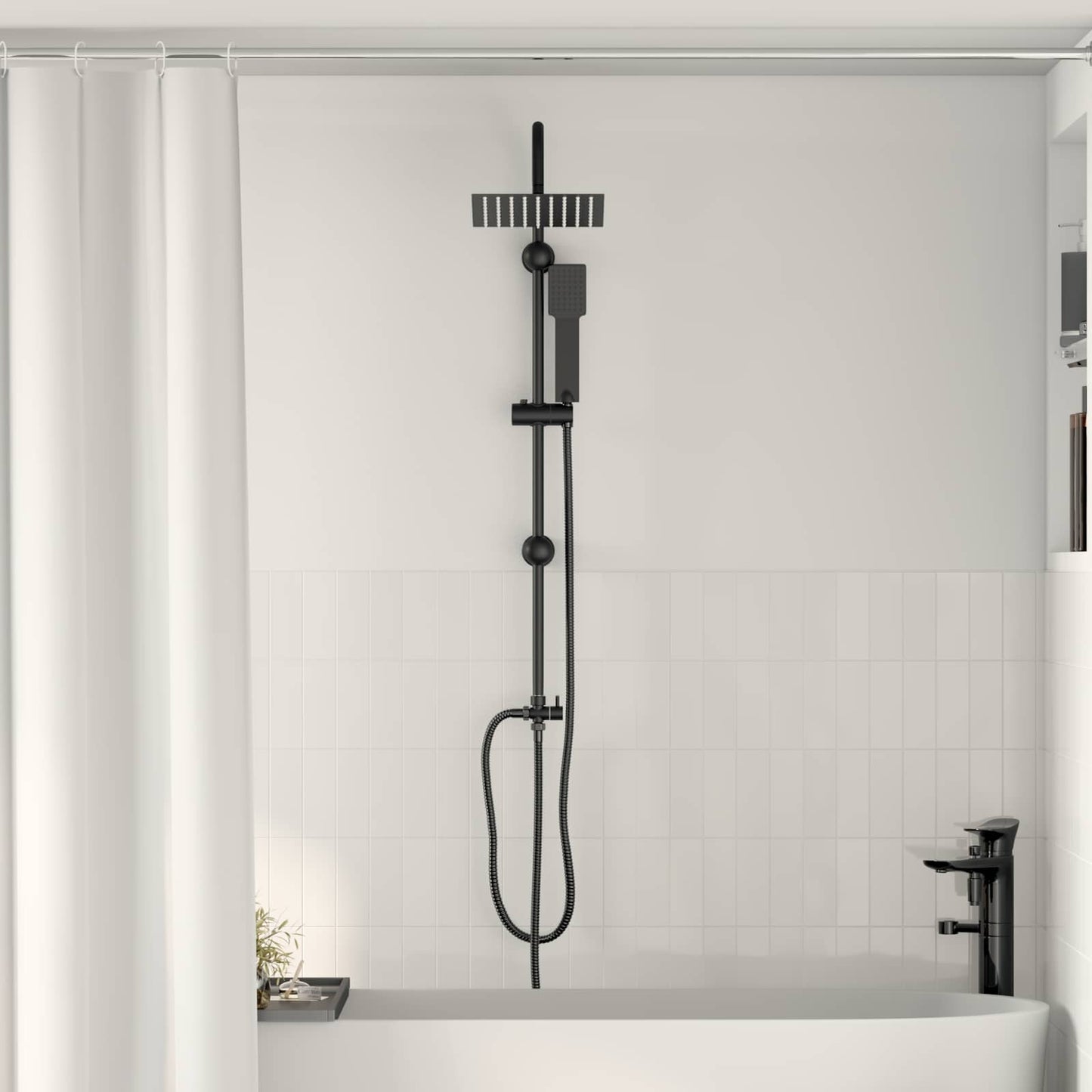 Set di doccia con soffione Nero 47 x 20 x 95 cm