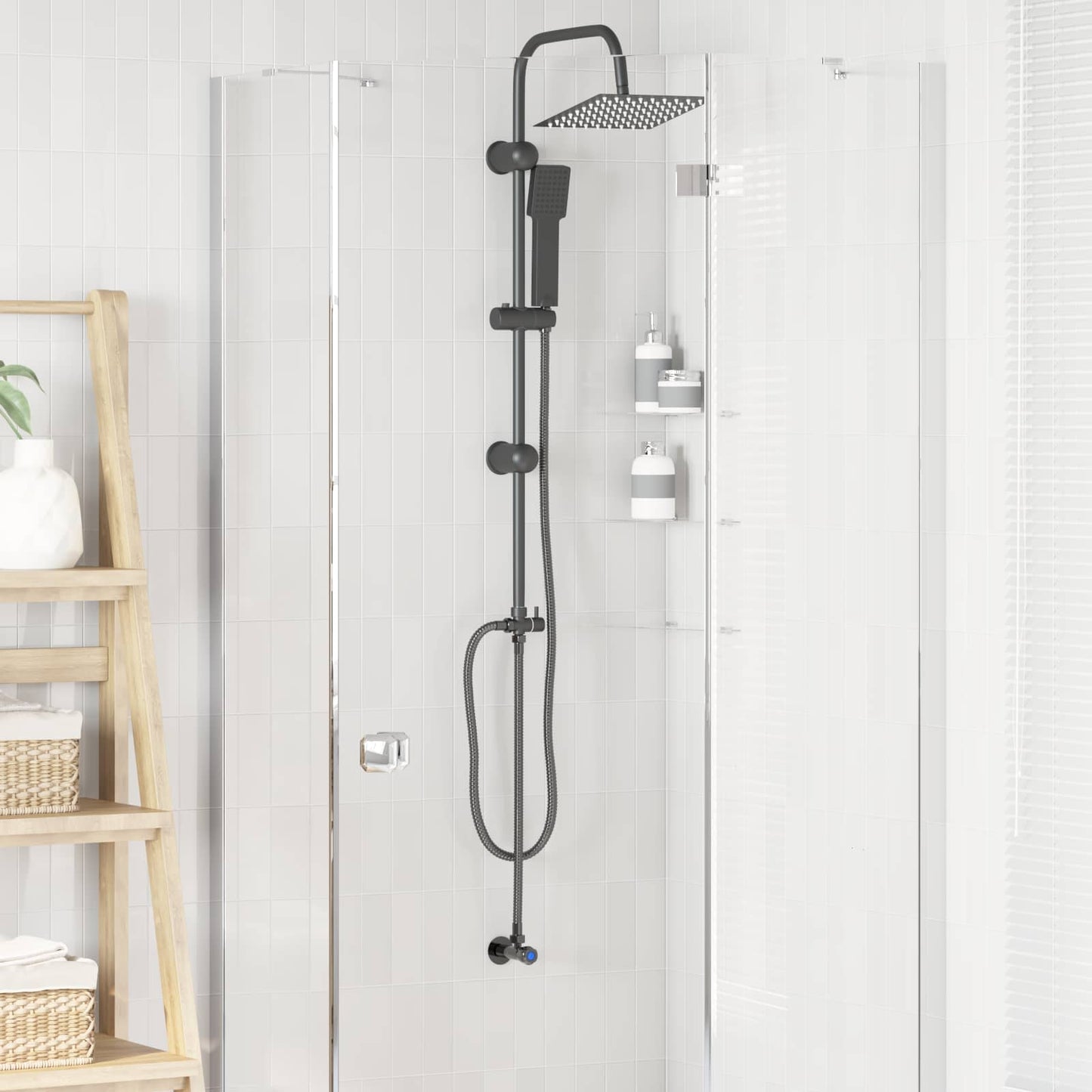 Set di doccia con soffione Nero 47 x 20 x 95 cm