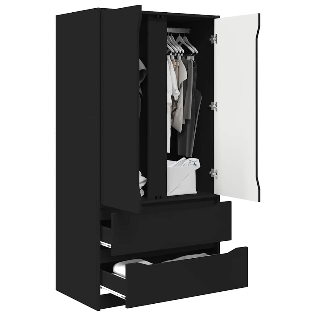 Armadietto Nero 79,5 x 49 x 156 cm Legno ingegnerizzato
