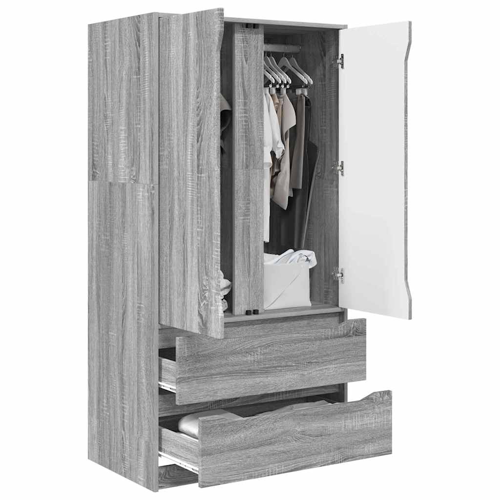 Armadietto con cassetto Sonoma grigia 79,5 x 49 x 156 cm