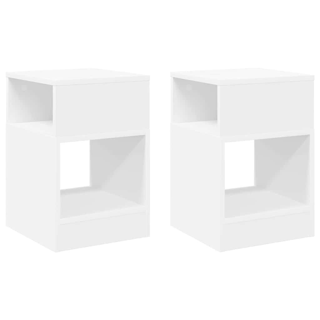 Tavolino 2 pcs Bianco 30,5 x 30 x 45 cm Legno multistrato