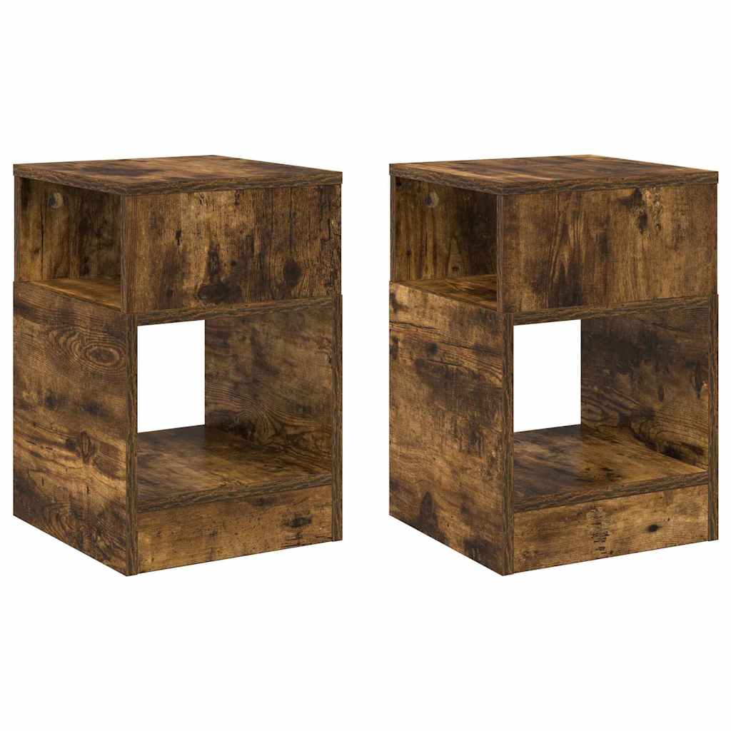 Tavolino 2 pcs Rovere fumÃ© 30,5 x 30 x 45 cm Legno multistrato
