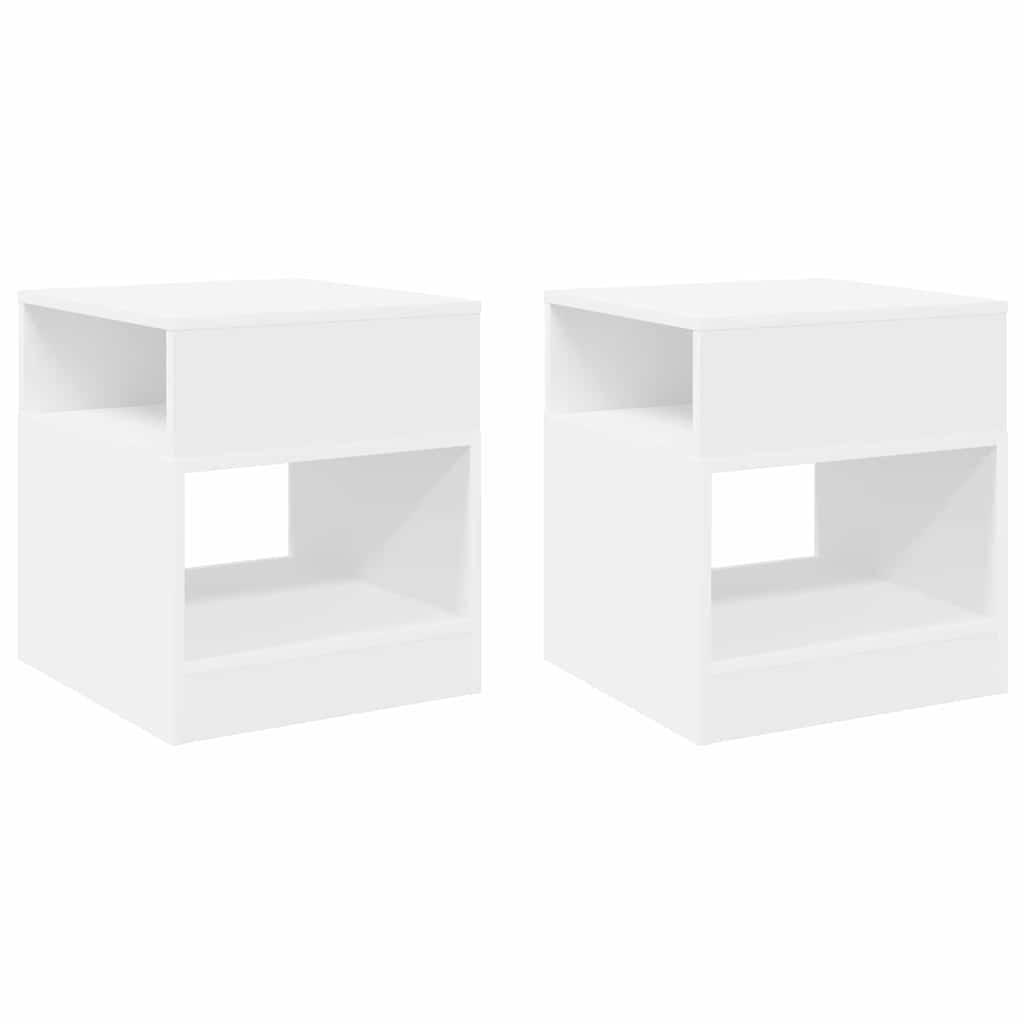 Tavolino 2 pcs Bianco 40,5 x 40 x 45 cm Legno multistrato