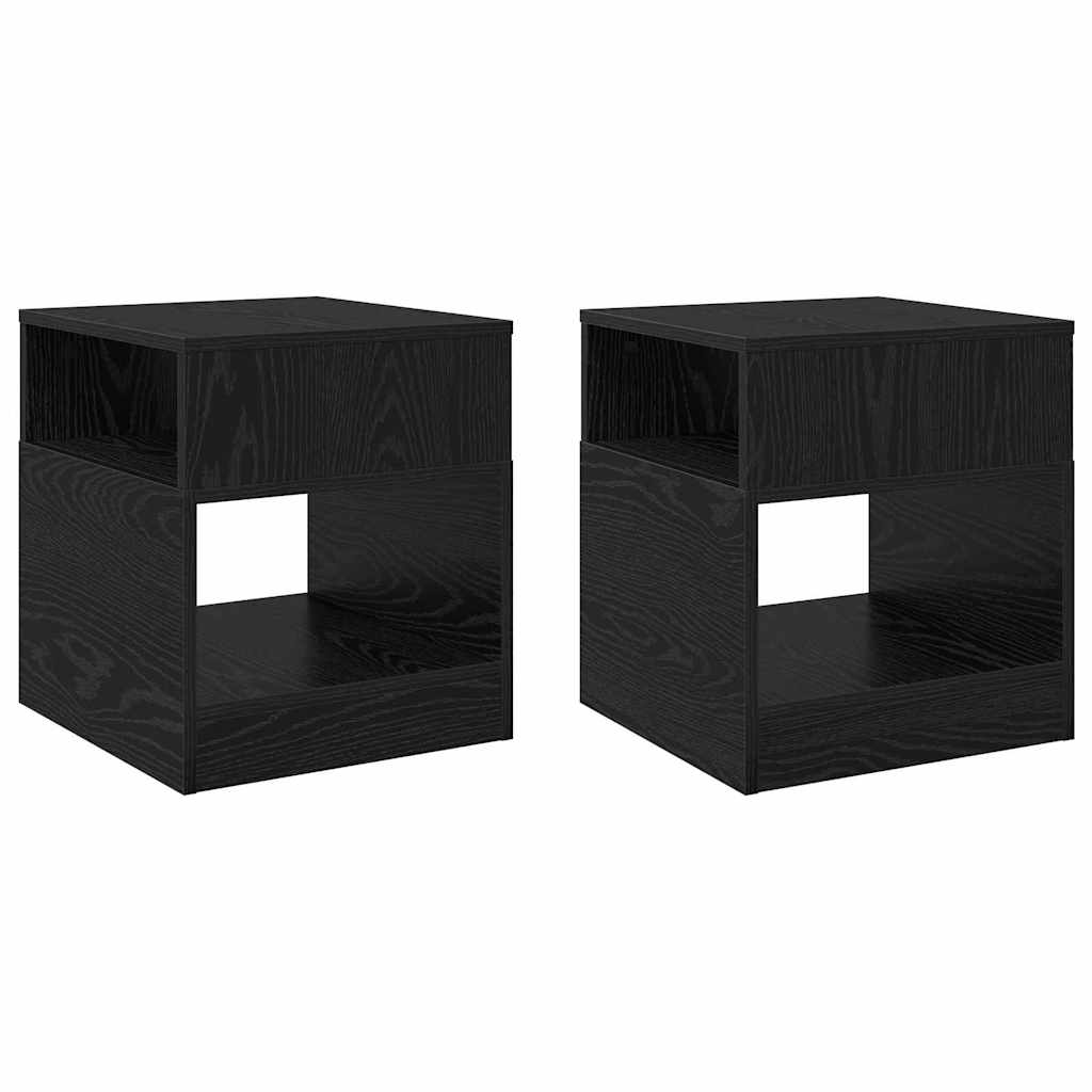 Tavolino 2 pcs Rovere Nero 40,5 x 40 x 45 cm Legno multistrato