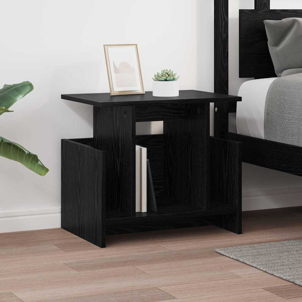 Supporto TV 2 pcs Rovere Nero 50 x 35 x 45 cm Legno multistrato