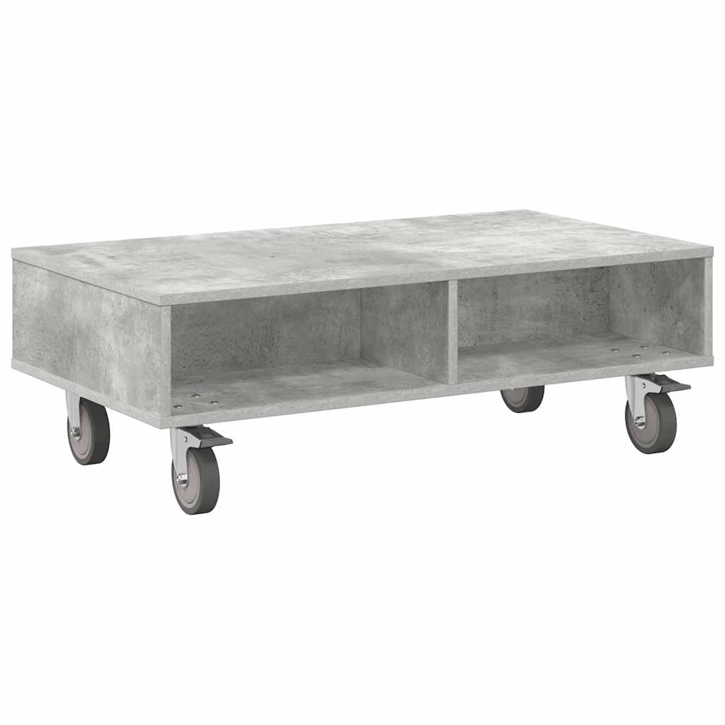 Tavolino con Ruote Grigio cemento 90 x 50 x 30 cm