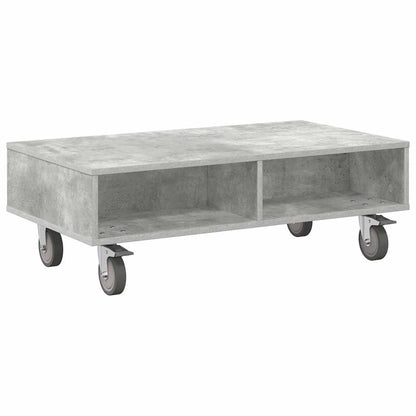 Tavolino con Ruote Grigio cemento 90 x 50 x 30 cm