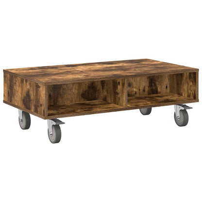 Tavolino con Ruote Rovere fumÃ© 90 x 50 x 30 cm