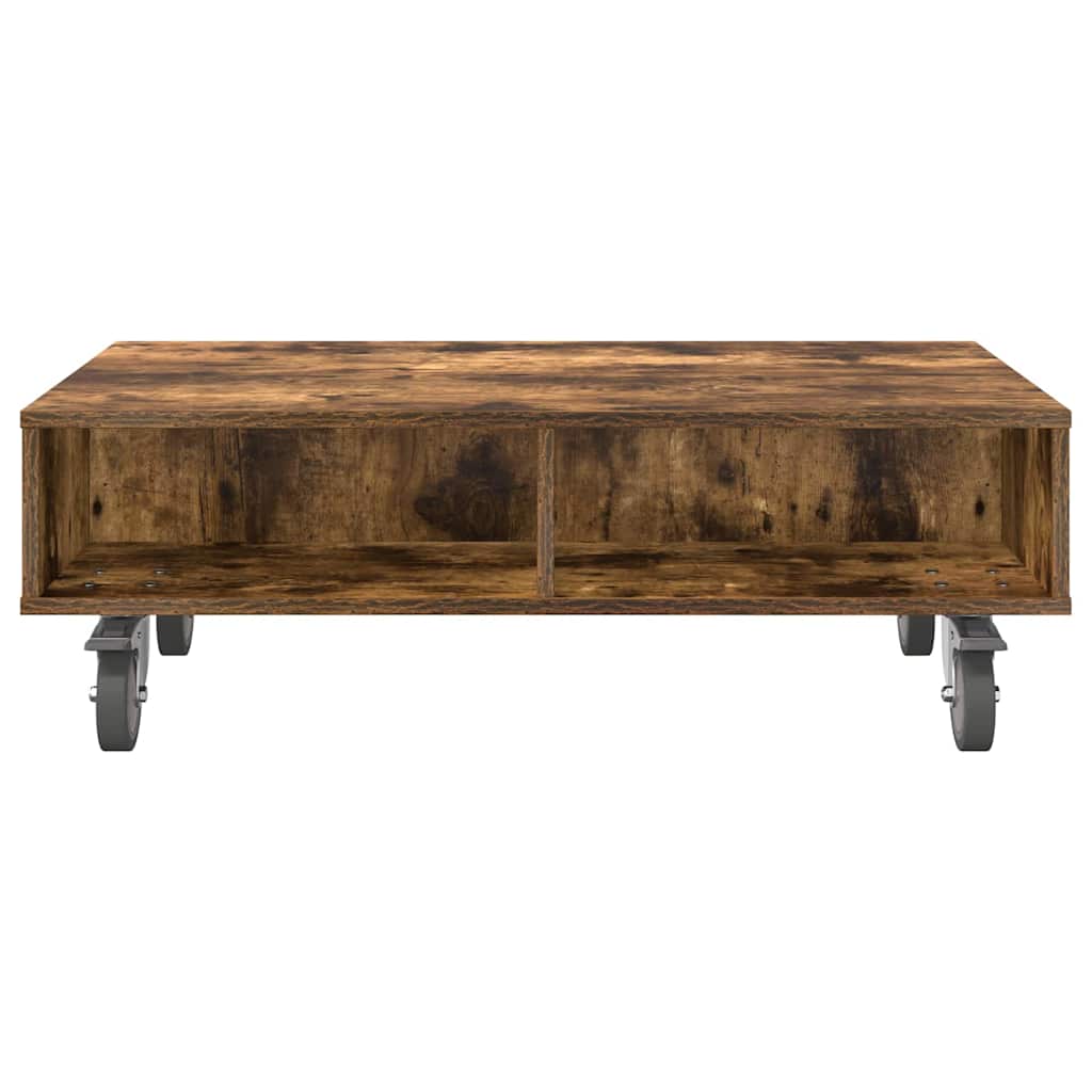 Tavolino con Ruote Rovere fumÃ© 90 x 50 x 30 cm