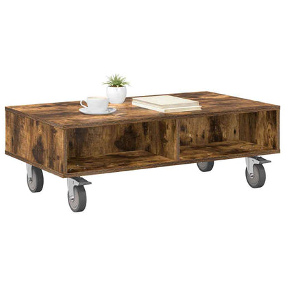 Tavolino con Ruote Rovere fumÃ© 90 x 50 x 30 cm