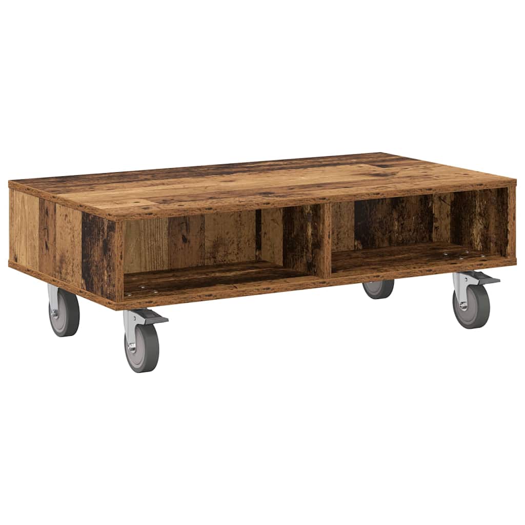 Tavolino con Ruote Legno vecchio 90 x 50 x 30 cm
