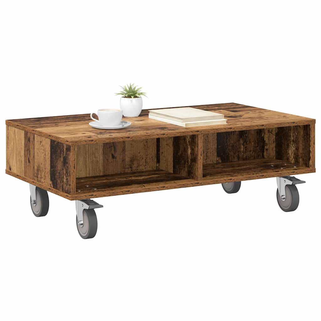 Tavolino con Ruote Legno vecchio 90 x 50 x 30 cm