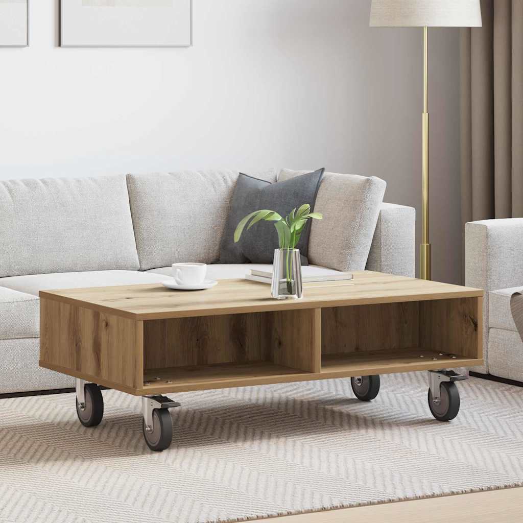 Tavolino con Ruote Rovere artigianale 90 x 50 x 30 cm