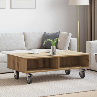 Tavolino con Ruote Rovere artigianale 90 x 50 x 30 cm