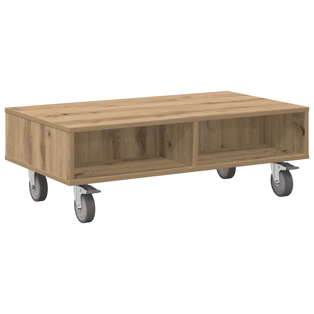 Tavolino con Ruote Rovere artigianale 90 x 50 x 30 cm