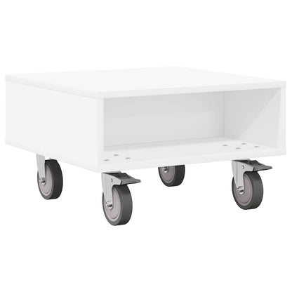 Tavolino con Ruote Bianco 50,5 x 50 x 30 cm Legno multistrato