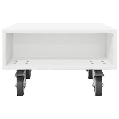 Tavolino con Ruote Bianco 50,5 x 50 x 30 cm Legno multistrato