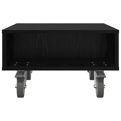 Tavolino con Ruote Rovere Nero 50,5 x 50 x 30 cm