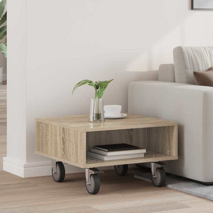 Tavolino con Ruote Rovere Sonoma 50,5 x 50 x 30 cm