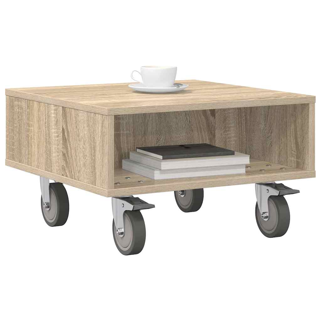 Tavolino con Ruote Rovere Sonoma 50,5 x 50 x 30 cm