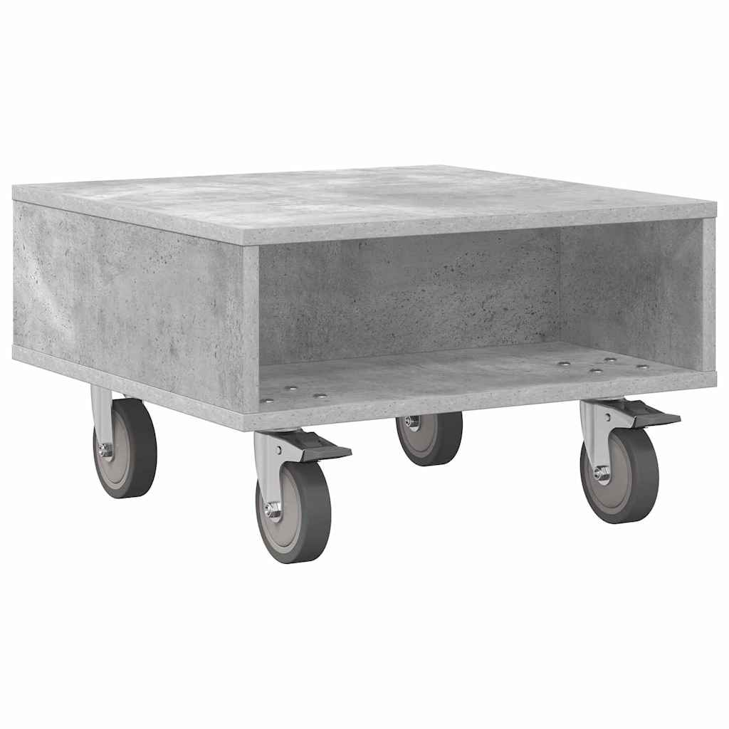 Tavolino con Ruote Grigio cemento 50,5 x 50 x 30 cm