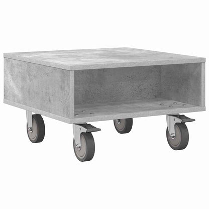 Tavolino con Ruote Grigio cemento 50,5 x 50 x 30 cm
