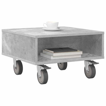 Tavolino con Ruote Grigio cemento 50,5 x 50 x 30 cm