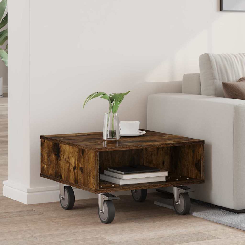 Tavolino con Ruote Rovere fumÃ© 50,5 x 50 x 30 cm