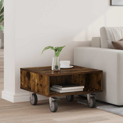 Tavolino con Ruote Rovere fumÃ© 50,5 x 50 x 30 cm