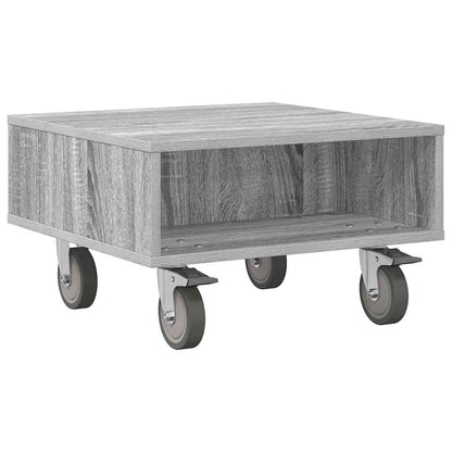 Tavolino con Ruote Grigio Sonoma 50,5 x 50 x 30 cm