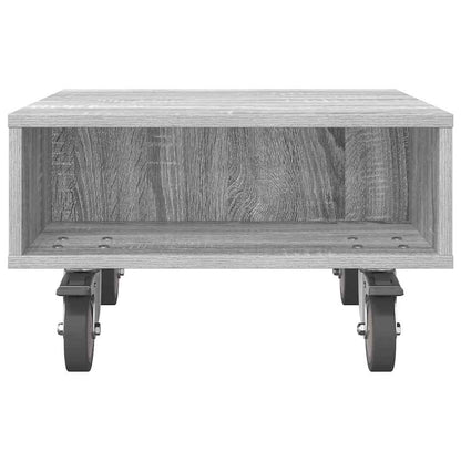 Tavolino con Ruote Grigio Sonoma 50,5 x 50 x 30 cm