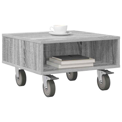 Tavolino con Ruote Grigio Sonoma 50,5 x 50 x 30 cm