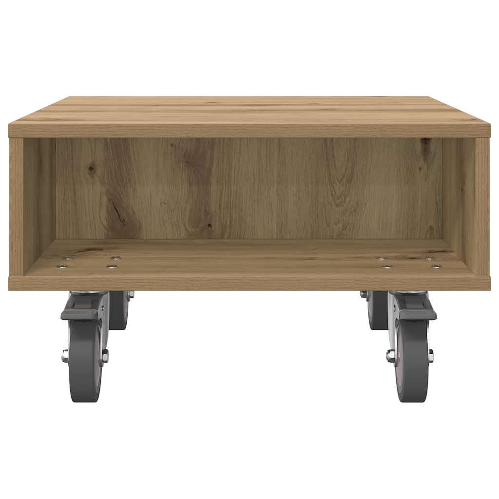 Tavolino con Ruote Rovere artigianale 50,5 x 50 x 30 cm