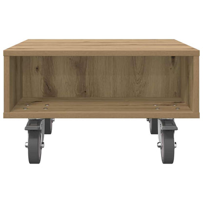 Tavolino con Ruote Rovere artigianale 50,5 x 50 x 30 cm