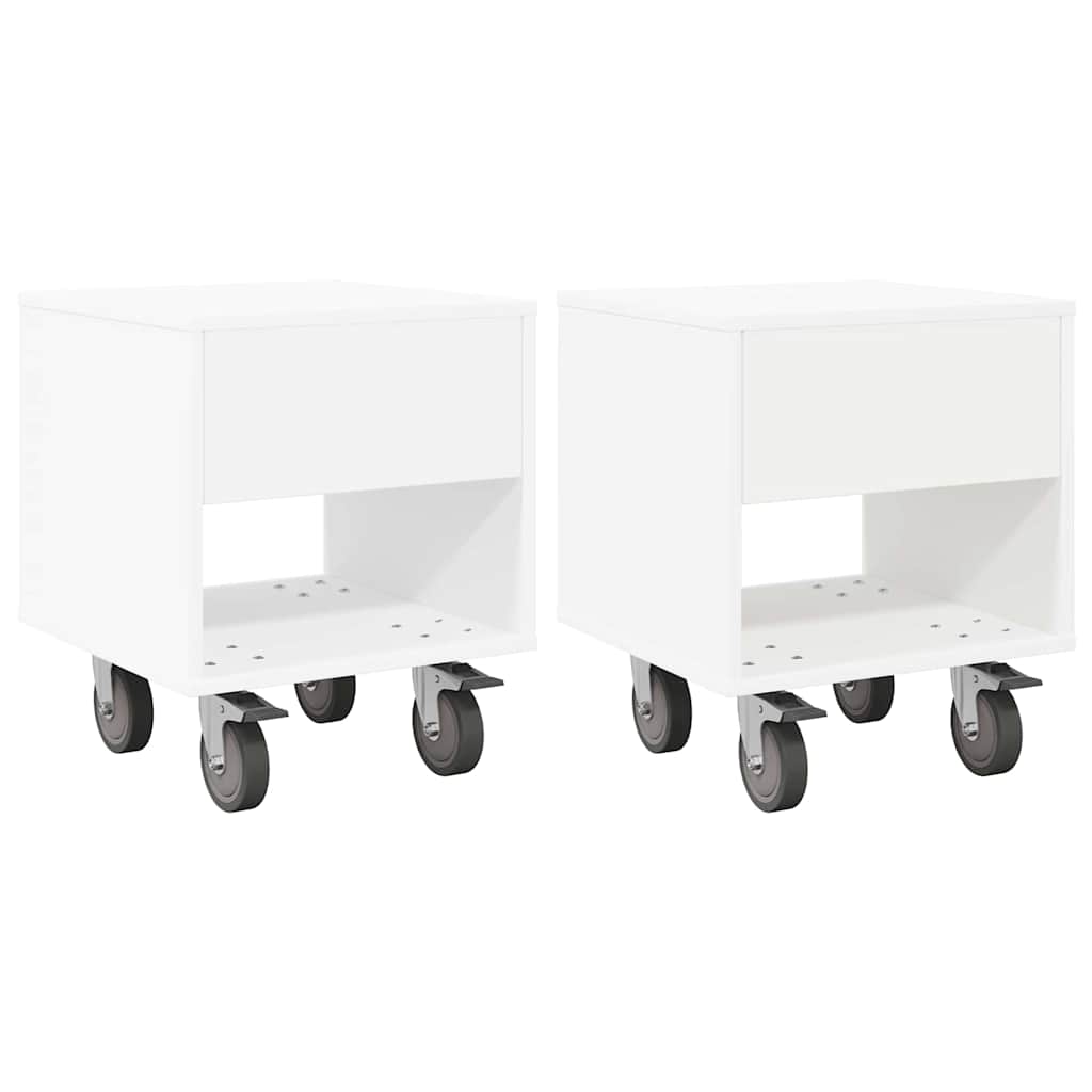 Comodino 2 pcs Bianco 40,5 x 40 x 48 cm Legno multistrato