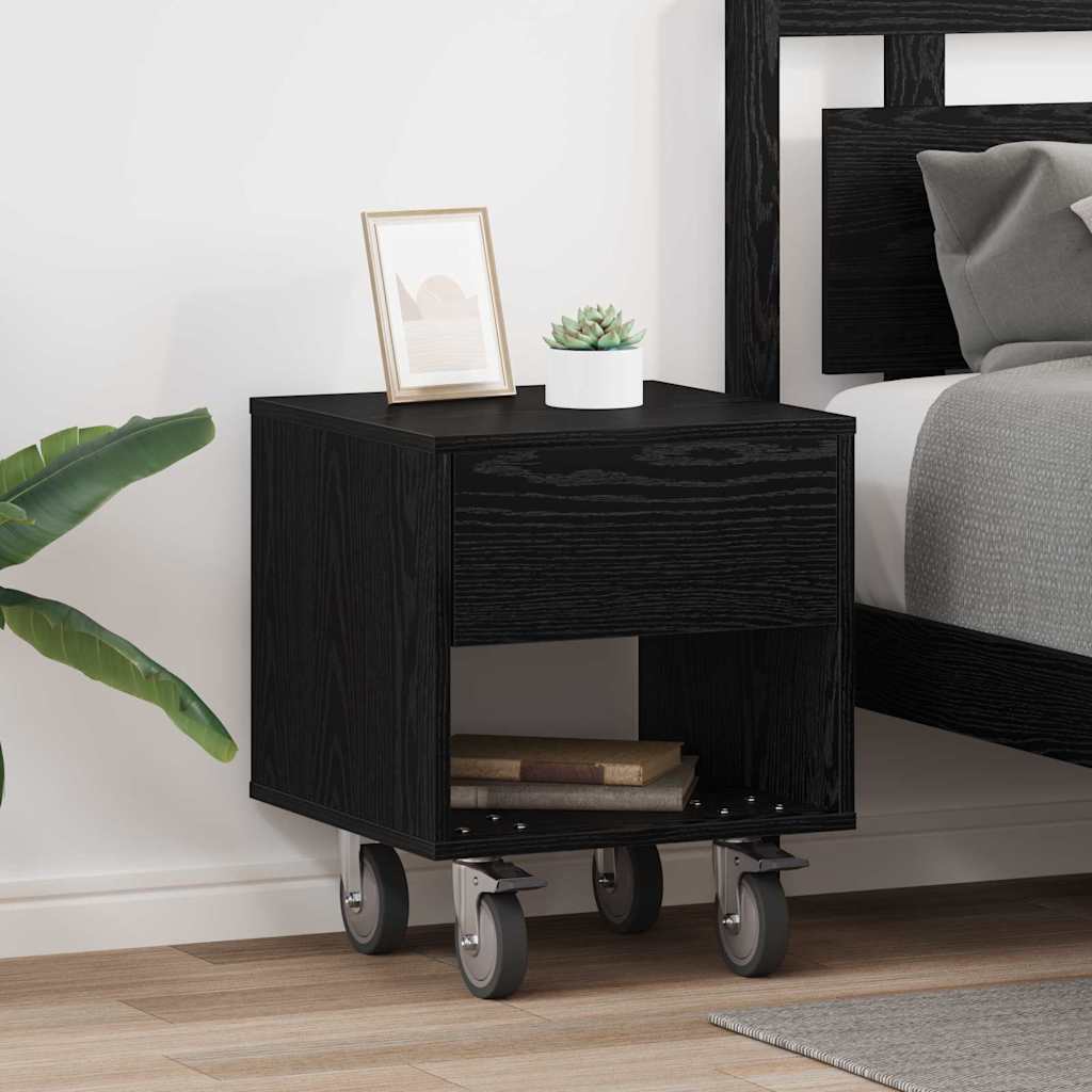 Comodino 2 pcs Rovere Nero 40,5 x 40 x 48 cm Legno multistrato