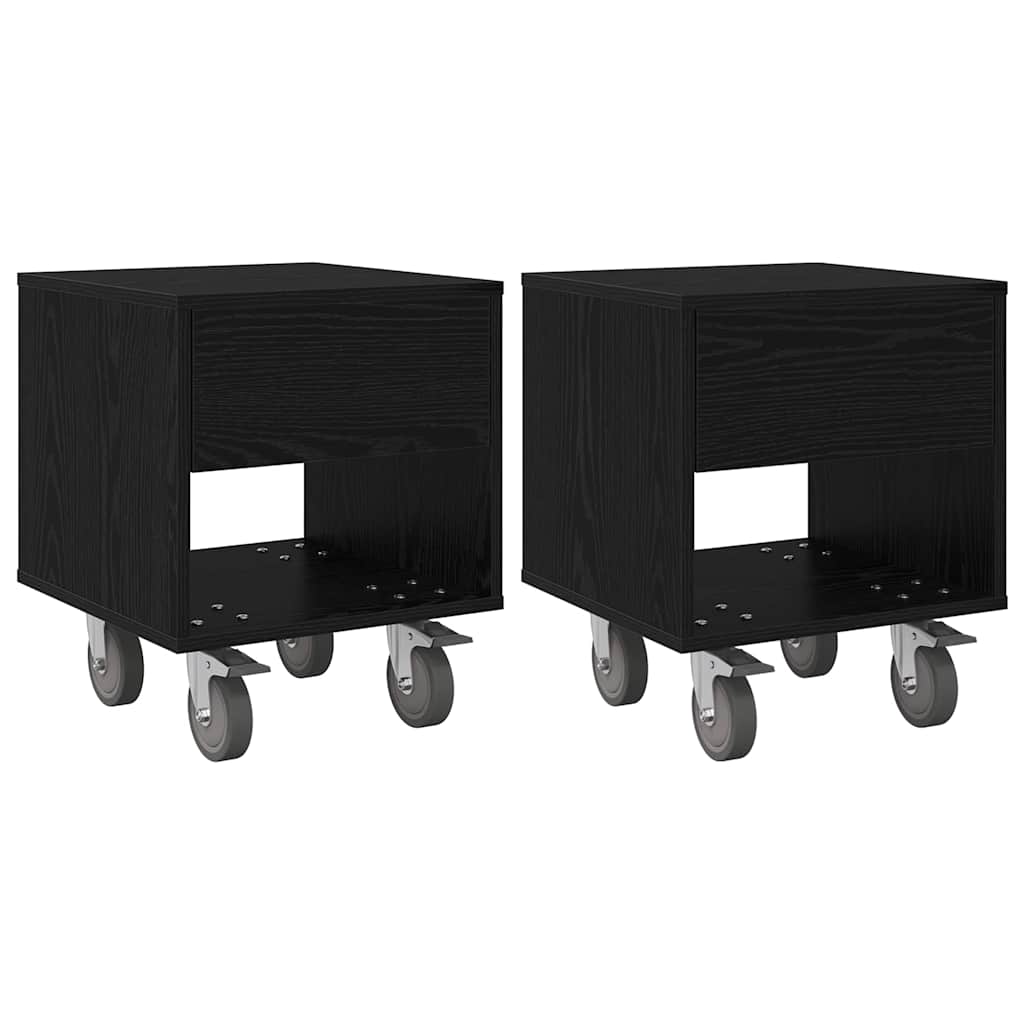 Comodino 2 pcs Rovere Nero 40,5 x 40 x 48 cm Legno multistrato