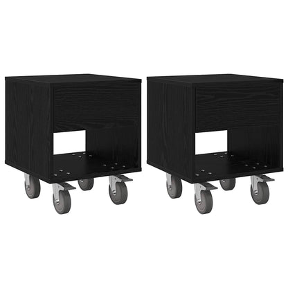 Comodino 2 pcs Rovere Nero 40,5 x 40 x 48 cm Legno multistrato